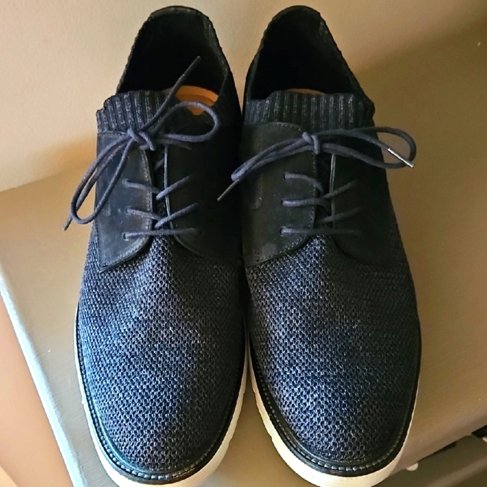 FLAG LTD. NAPPA GLOVE NAVY KNIT LACE UP OXFORDS sz 9